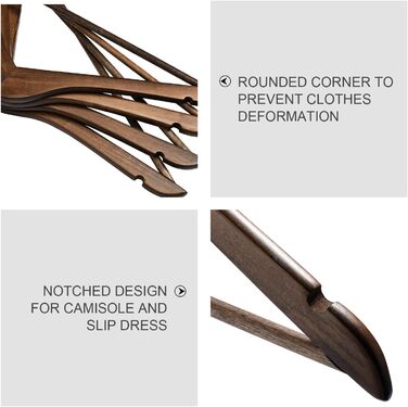 Дерев'яні вішалки для одягу HOUSE DAY, 20 шт. з горіха, стабільні, обертаються, для сорочок, костюмів, 44,5 см