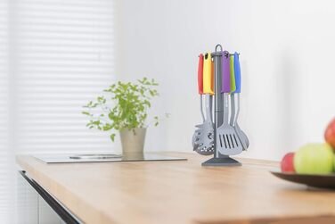 Набір кухонних аксесуарів Alpina Küchenhelfer 7 шт. з поворотним підставкою – кухонне приладдя з силікону для приготування їжі