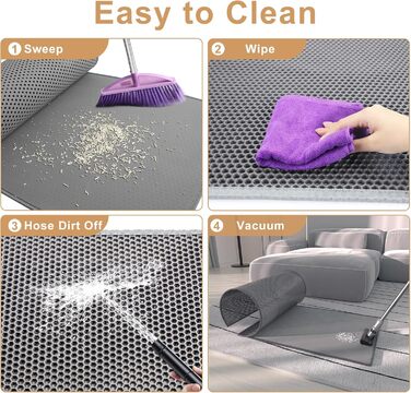 Килимок для котячого туалету Garoopion Katzenklo Matte, 90x76 см, EVA, стільниковий, сірий, двошаровий