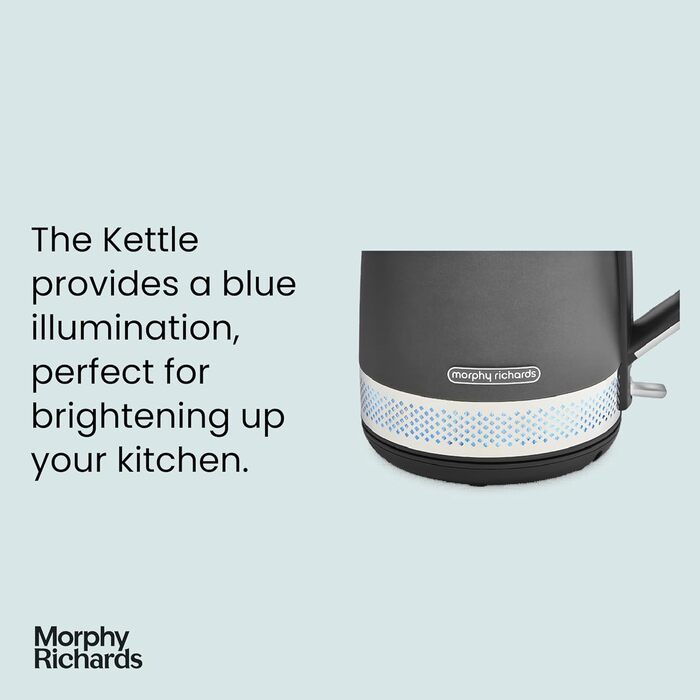 Електричний чайник Morphy Richards Illumination з нержавіючої сталі, 1.7 л, Титан