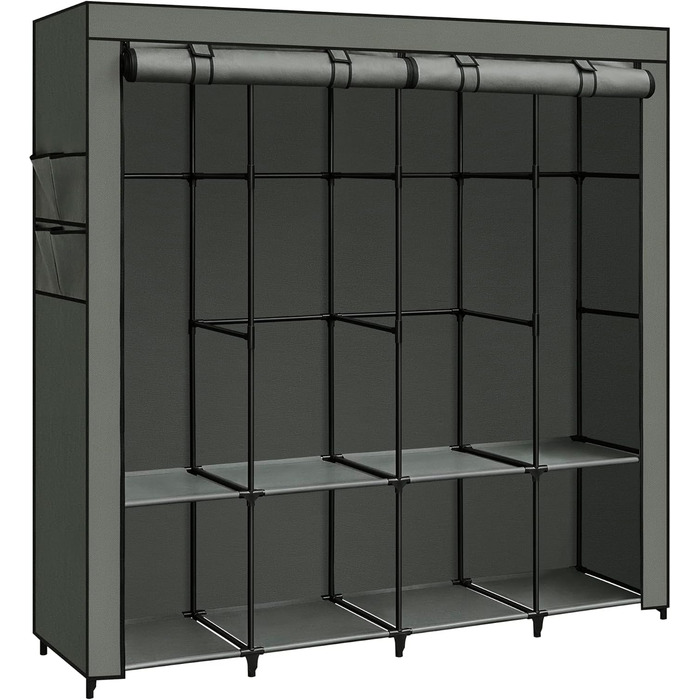 SONGMICS Closet, Wardrobe, 4 Hanging Shelves, with Shelves, 4 Side Pockets, Plenty of Space, for Bedroom, Living Room, RYG094B02 (45 x 170 x 167 cm, Sage Green)