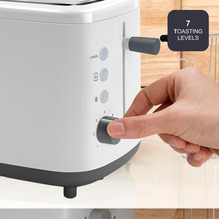 Тостер Black+Decker BXTO1001E, 1000 Вт, 2 слоти, 7 рівнів підсмажування, підйом тостів, білий