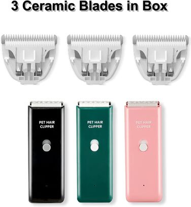 Професійна машинка для стрижки собак та котів, акумуляторна, бездротова, набір лез (3 шт.), стандартна