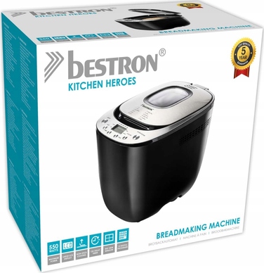 Автоматична хлібопічка Bestron ABM3000B з LCD-дисплеєм, таймером та 12 програмами