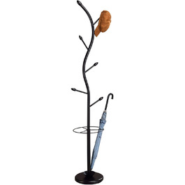 IDIMEX Clothes Rack Coat Stand Triana with 6 Clothes Hooks and Umbrella Stand, White Lacquered (Black)