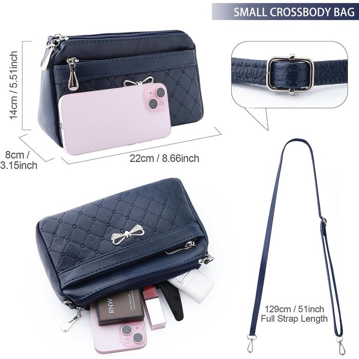 Сумка жіноча через плече маленька елегантна синя (Navy) з тисненим візерунком, PU шкіра, срібні деталі