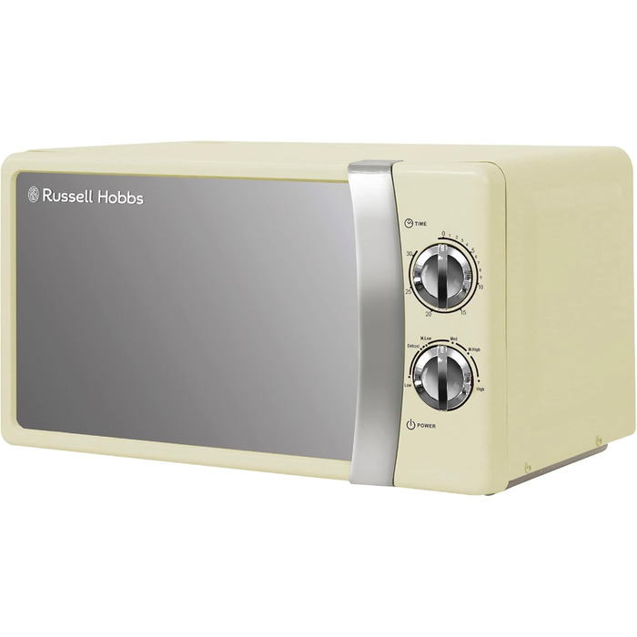 Мікрохвильова піч Russell Hobbs RHMM701C, 17 л, 700 Вт, кремовий колір, 5 рівнів потужності, таймер, функція розморожування