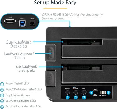 Дублікатор жорстких дисків StarTech.com USB 3.1 (10Gbps) Standalone HDD Docking Station, SDOCK2U3R (USB 3.0/eSATA)