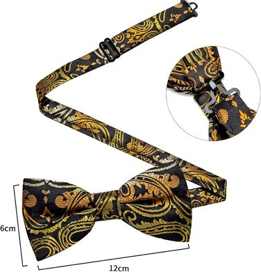 Краватка-метелик DiBanGu з нагрудником та краватковою галстуком. Комплект для весілля, вечірки, прому (Чорний, Золотий)