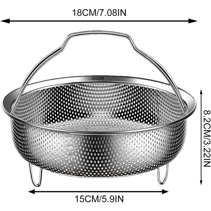 Димкамен для каструль, Ø 18 см, з нержавіючої сталі 304, для приготування на пару, супів, овочів, супівниці, мультиварки, сковороди