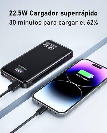 Power Bank 20000 mAh 22.5W PD3.0 QC4.0 з LCD дисплеєм, чорний - портативний акумулятор для смартфонів та смарт-годинників