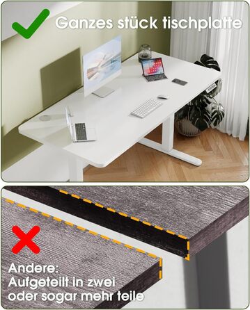 Flamaker Adjustable Height Desk - 140x60cm Electric Standing Desk with Memory & USB Charging (White)