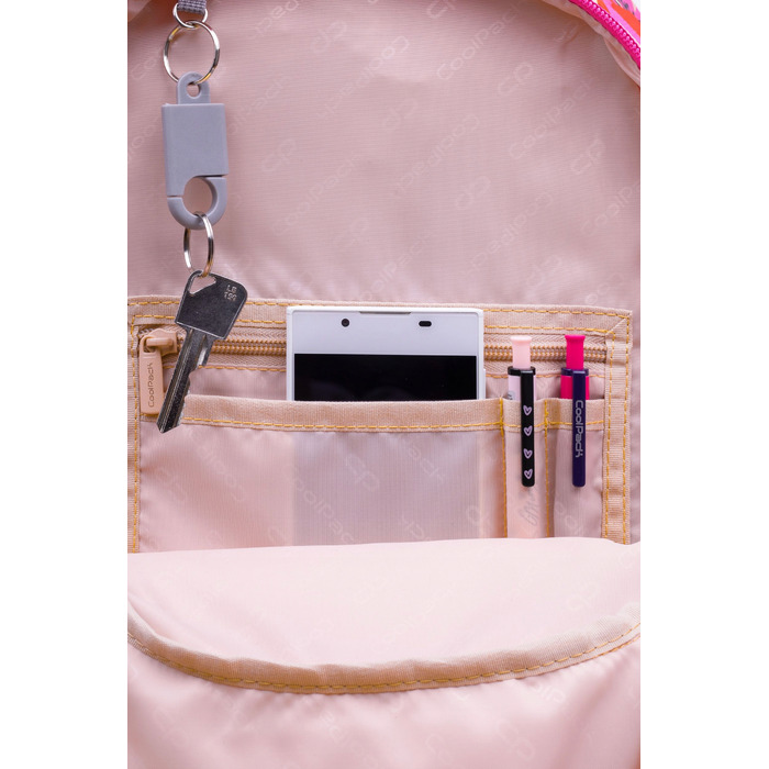 Багатовідсінковий шкільний рюкзак CoolPack: червоний, відтінки жовтого та золотого, рожевий, 27 л
