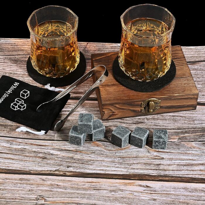 Набір віскі GOLDGE 16 шт: камені для віскі, стакани, кліпси для льоду, підставки