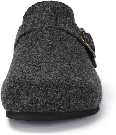 Домашні тапочки Dokela для жінок та чоловіків: зимові клоги з підкладкою, утеплені фетрові тапочки, тепле устілка з корку, зручні шкіряні шльопанці, антиковзаючі, замкнені (42 EU, темно-сірий)