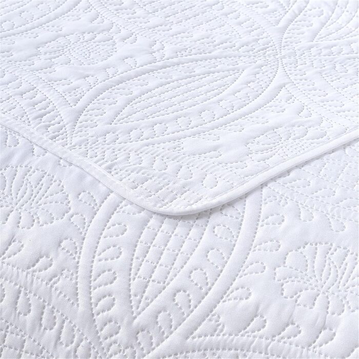 Luxurious Reversible Quilt Set, Embroidered, Cotton, King Size, 3-Piece, Quilted, Quilt Set with 2 Pillowcases, Lightweight and Breathable, Solid Color, Bedspread for Double Bed, Beige
