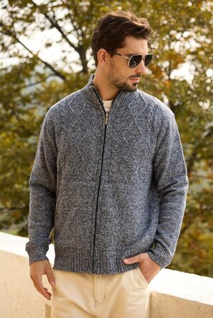 Чоловіча флісова куртка Les Umes з коміром-стійкою, осінь-зима, Regular Fit (М, Multiblau)