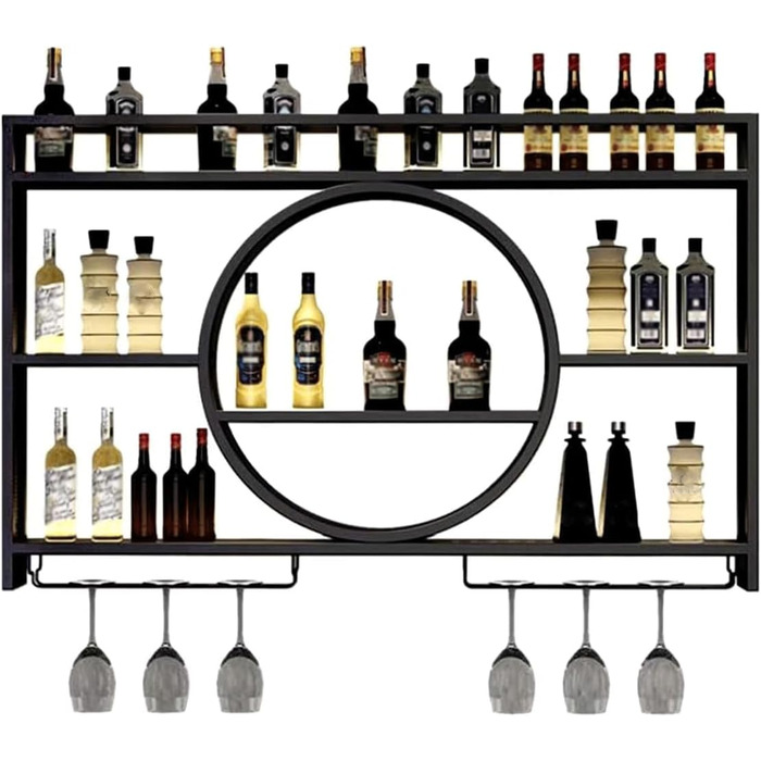 Настінна вітрина для вина Regal Metall: полиця для пляшок, барний органайзер, 100x15x80 / 140x15x80, чорний