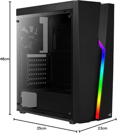 Корпус для ПК Aerocool Bolt Mid-Tower RGB, ATX, з прозорою бічною панеллю, RGB підсвітка, 120мм вентилятор, Чорний