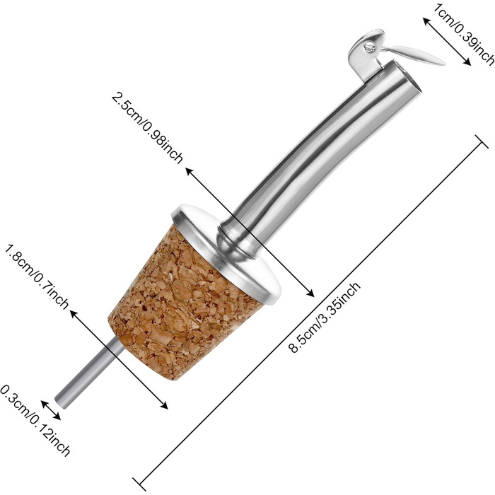 Набір виливників для пляшок Incutex (5 шт.) з пробками та щіткою для чищення. Підходять для олії, спиртних напоїв, вина, лікеру, оцту