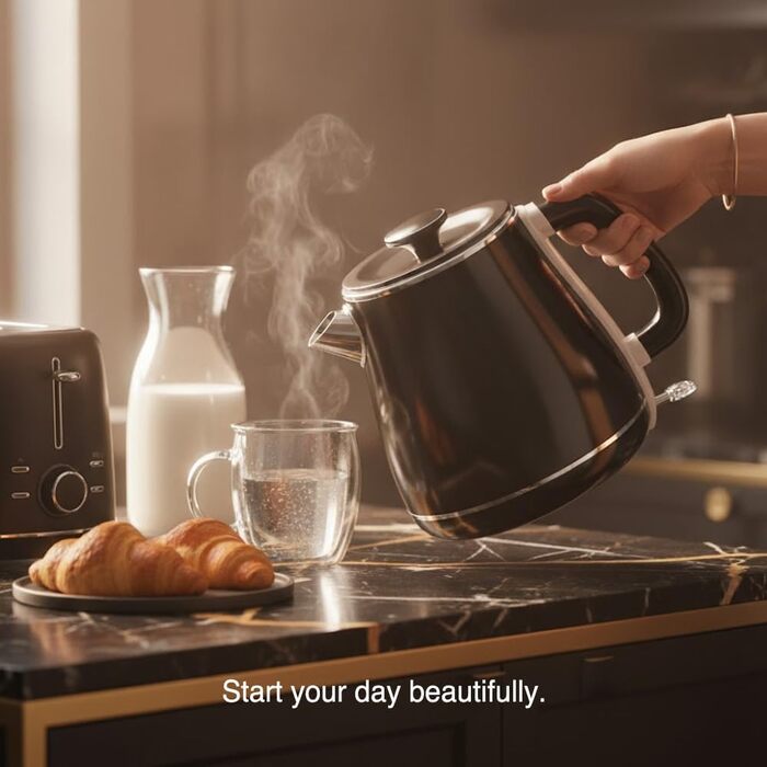 Електричний чайник MULIN Retro, 1.8 л, 2200 Вт, Швидке кип'ятіння, Автоматичне відключення, Чорний