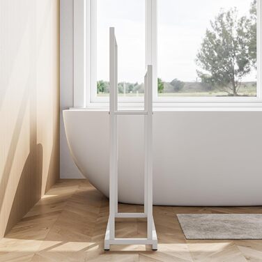 Підставка для рушників, тримач для рушників, стійка для рушників на 3 рейки, для ванної кімнати, сталева, 2 яруси (білий)