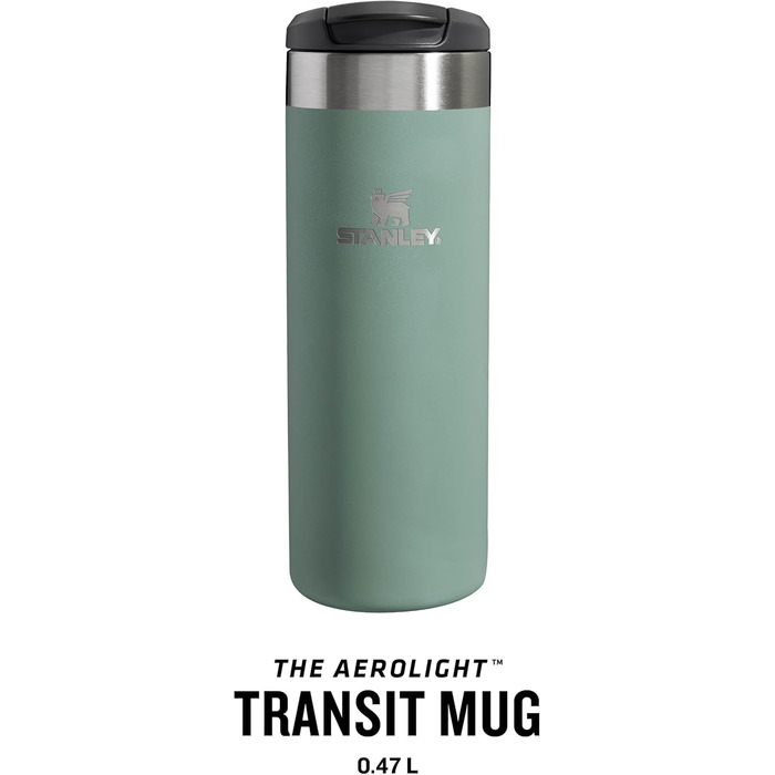 Термокружка Stanley Aerolight Transit - 0.47L, Shale Metallic - Збереже тепло до 4 годин, миється в посудомийній машині, витримує протікання, сумісна з автомобільними тримачами