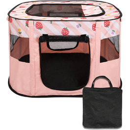 Складаний вольєр для тварин Belle Vous Pink - для собак та котів, знімний дах, для дому та вулиці