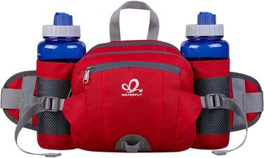 Водонепроникна поясна сумка Waterfly з тримачем для пляшки, регульованим ременем, кишенею для телефону та для прогулянок з собакою, для туризму, подорожей та кемпінгу (червона)