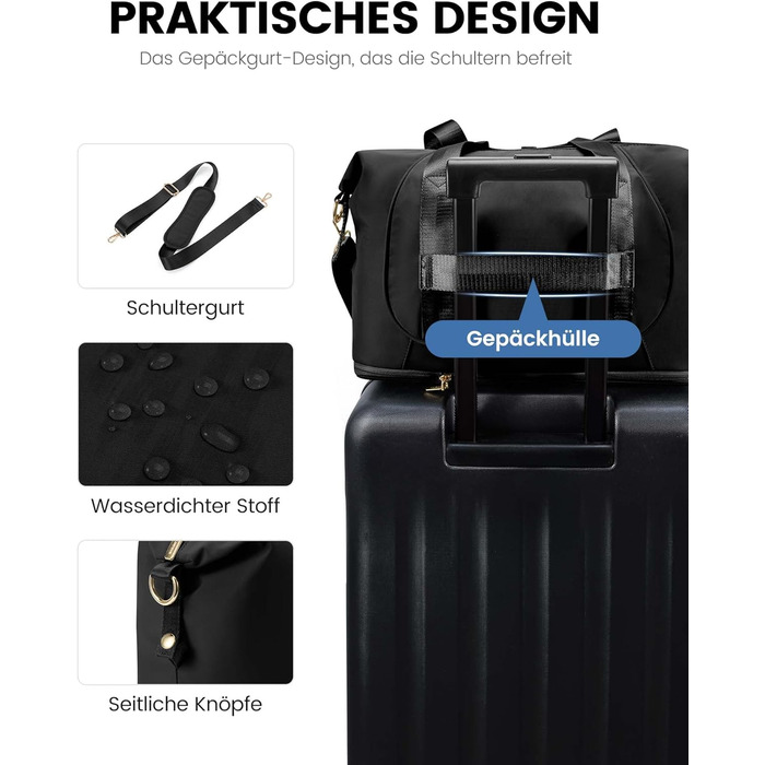 LOVEVOOK Сумка ручної поклажі Ryanair, 40x30x20 см, розширювана, для подорожей, зелена (чорна)