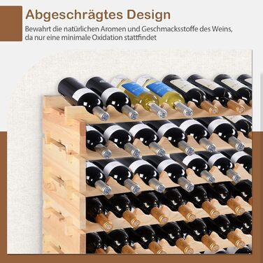 GIANTEX Stackable Wine Rack, Wooden Bottle Rack for 72 Bottles, Wine Cabinet Wine Stand with 6 Tiers, Modular Bottle Holder for Kitchen Bar, Wooden Shelf 119 x 29 x 72 cm, Natural Wood Color