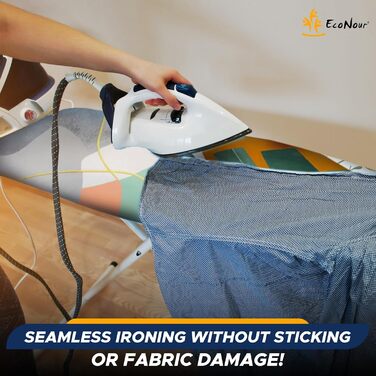 EcoNour Ironing Board Cover, 5-layer, 125 x 45 cm, heat-reflective coating, resistant to stains and burns, top made of 100% cotton, XL size for measurements with a 2.5 mm Blue