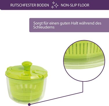 Mastrad Salad Spinner - In a practical size for easy storage - Non-slip base and 100% leak-proof - Dishwasher safe, green, 18.0 x 21.0 x 20.0 cm, F31408
