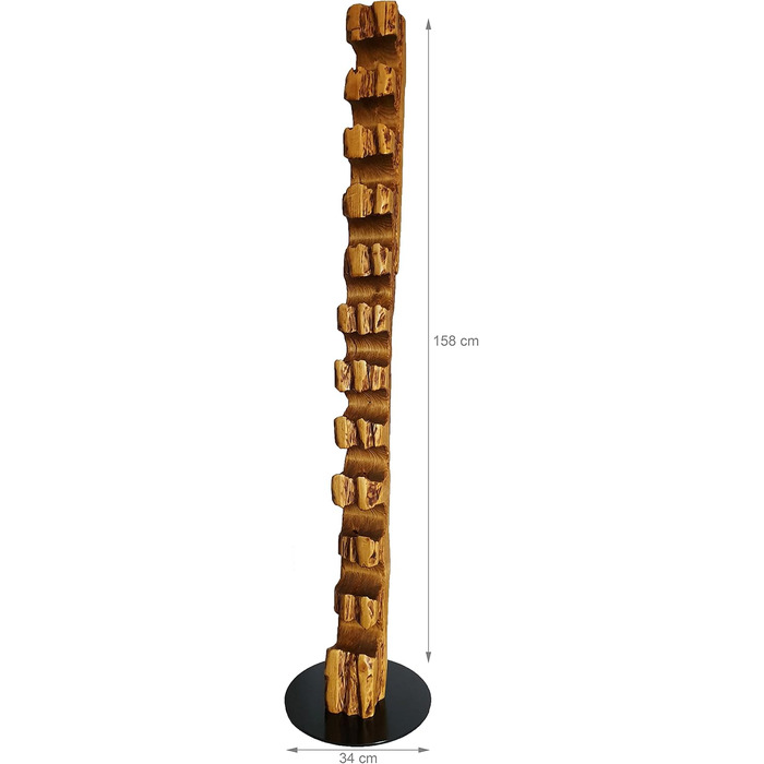 Wood & Wishes – Rustic Wine Rack, Wine Shelf, Wine Holder made of solid wood; handcrafted for 11 bottles of wine; height 158 cm Ø 34 cm; driftwood look; country house style; decorative unique piece