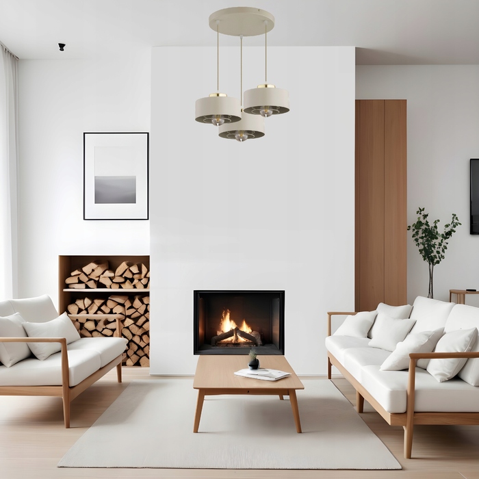 Підвісна люстра Elko-Lighting Spring Ecru, 3 точки освітлення, цоколь E27