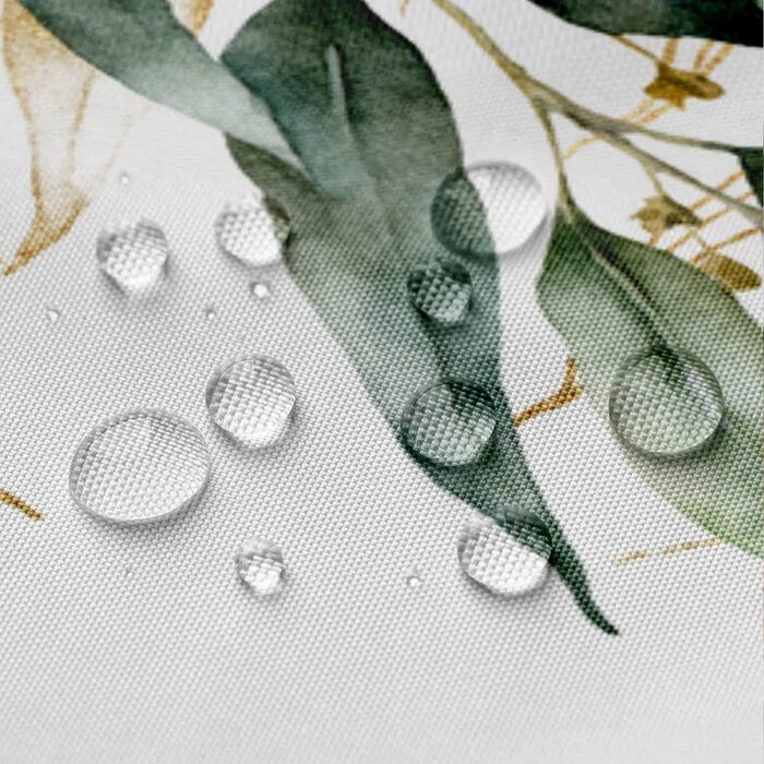 Штора для душу M&W DAS DESIGN з поліестеру, листя зелено-золоті, водонепроникна, з кільцями, 180x200 см