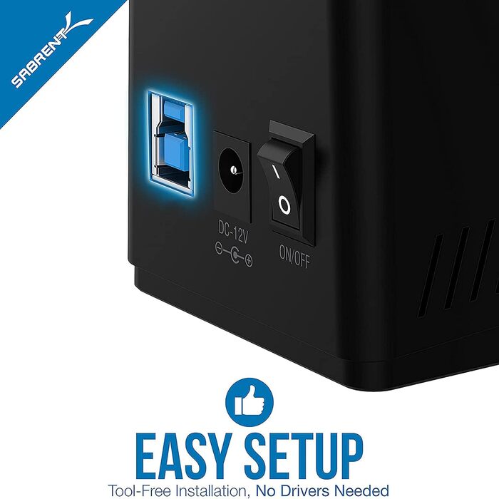 Док-станція SABRENT для HDD/SSD 2.5' та 3.5' SATA з USB A 5Gbps, UASP, 1 відсік