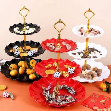 Чотирирівнева стійка для тістечок та капкейків Wagoodter, чорна. Ідеально для вечірок, свят та декору