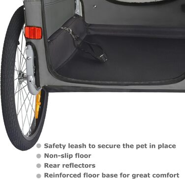 DOGGYHUT® Преміум візок для собак 2-в-1: візок-бугель для собак до 23 кг (Сірий)