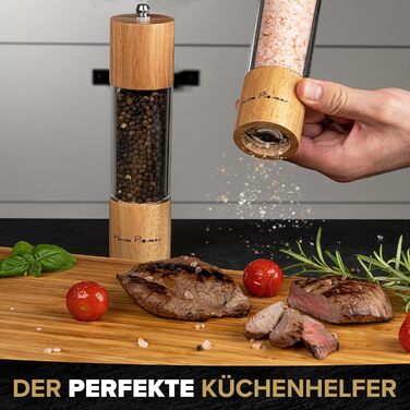 Набір для мелення спецій: солянка та перечниця з акації з регулюванням помелу - якісні млини з керамічним механізмом