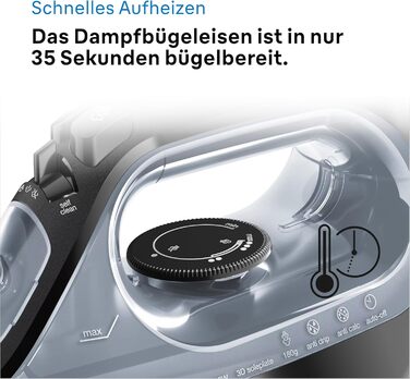 Праска з парою Braun FreeStyle 3 FI3124 PU, 2400 Вт, чорний/фіолетовий, технологія FreeGlide 3D, підошва SuperCeramic, Ultimate FastClean, автовимкнення, вертикальне прасування