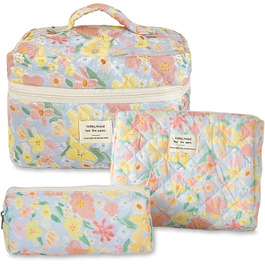 Набір косметичок 3 шт. з квітковим принтом для жінок та дівчат, дорожні косметички, кульчики для макіяжу, косметичні сумочки
