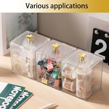 Контейнер для ватних паличок та дисків 2 шт. Організатор для ванної кімнати, прозорий | Зберігання для туалетного столика