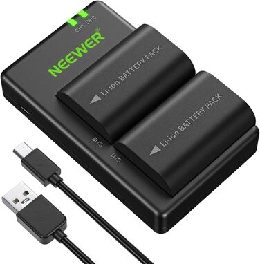 Запасний акумулятор Neewer LP-E6/LP-E6N для Canon (2 шт., 2000mAh) з зарядним пристроєм, сумісний з EOS 7D Mark II, 5D Mark IV та ін.