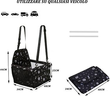 Автокрісло для собак - стабільне, з ременями безпеки, для маленьких та середніх собак. Водонепроникне автокрісло для собак на заднє та переднє сидіння (з відбитком лап)