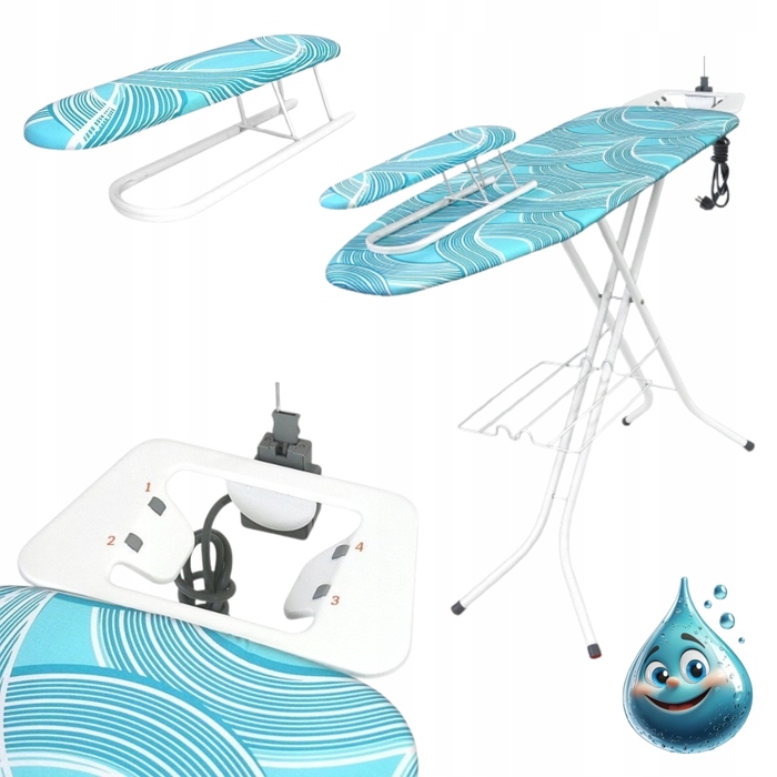 Прасувальна дошка FLANI XXL + рукав для прасування FLANI BLUE MOON, 130 см x 48 см, 6 кг