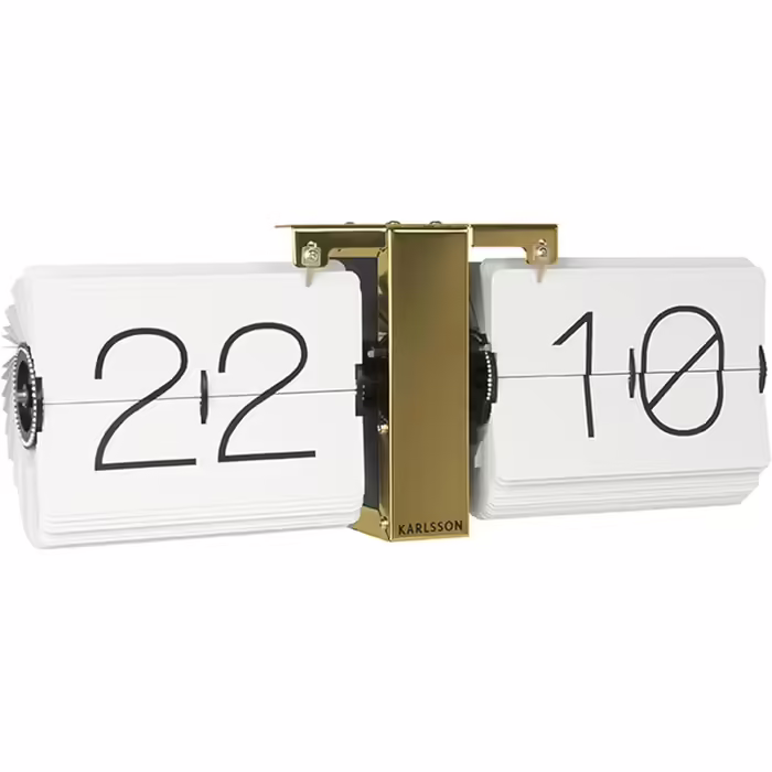 Karlsson KA5601WH Flipwatch without case, white, brass metal stand, white, 8.5 x 36 x 14 cm, novelty item