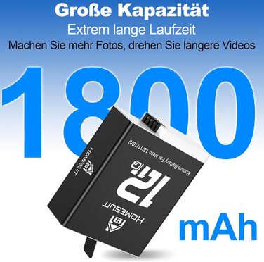 Акумулятор Homesuit Hero 12 1800mAh + LED зарядний пристрій USB-C (2 шт.) для GoPro Hero 12/11/10/9 Black