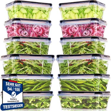 Набір контейнерів для їжі Kottwca, 30 шт. (15 контейнерів + 15 кришок), 12 л, BPA-Free, для мікрохвильової печі та холодильника