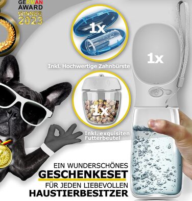 Набір з 2 шт. туристичних пляшок для собак з щіткою | Пляшка для собак 550 мл, витокозахисна, преміум-якість